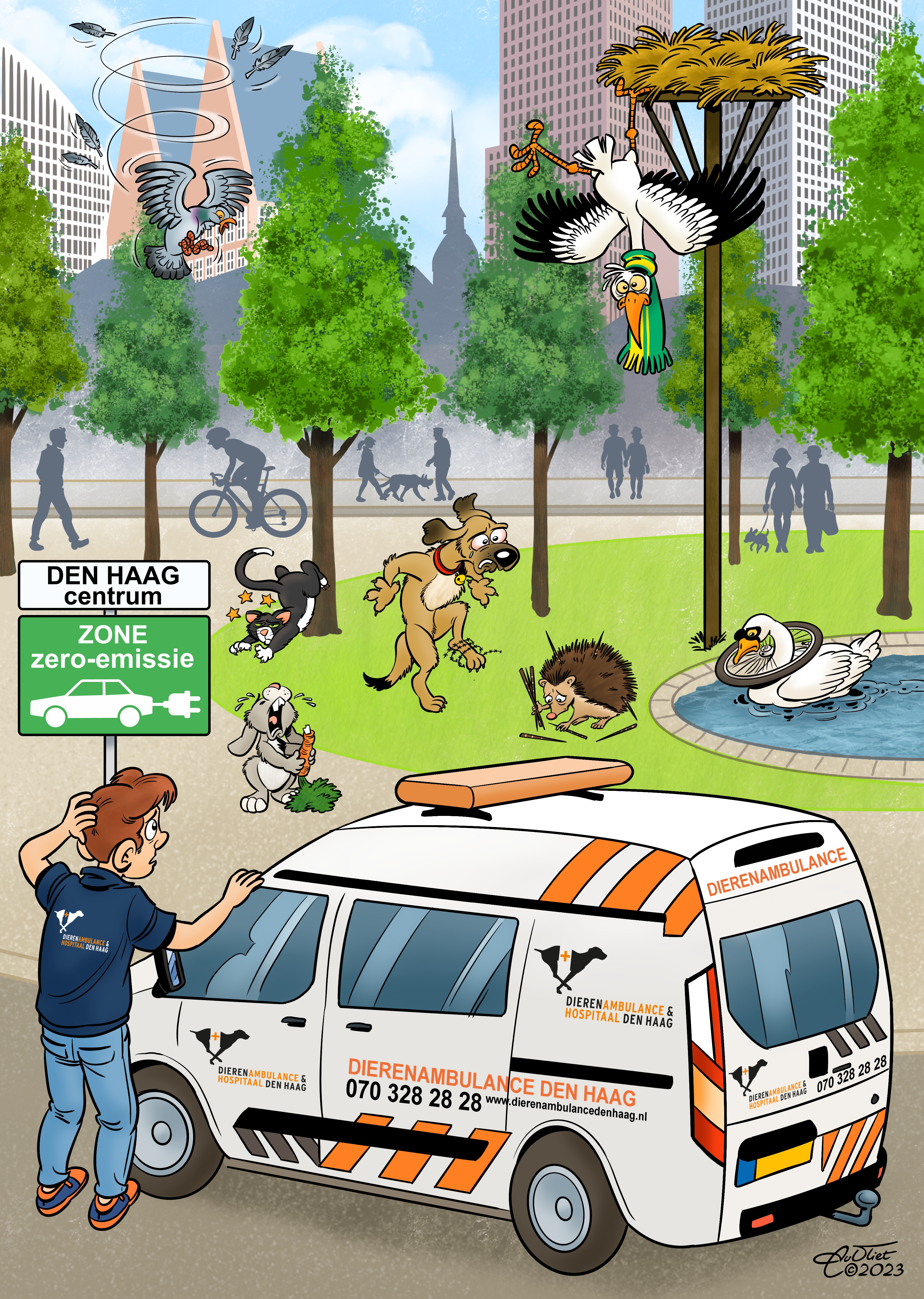 Elektrische ambulances cartoon
