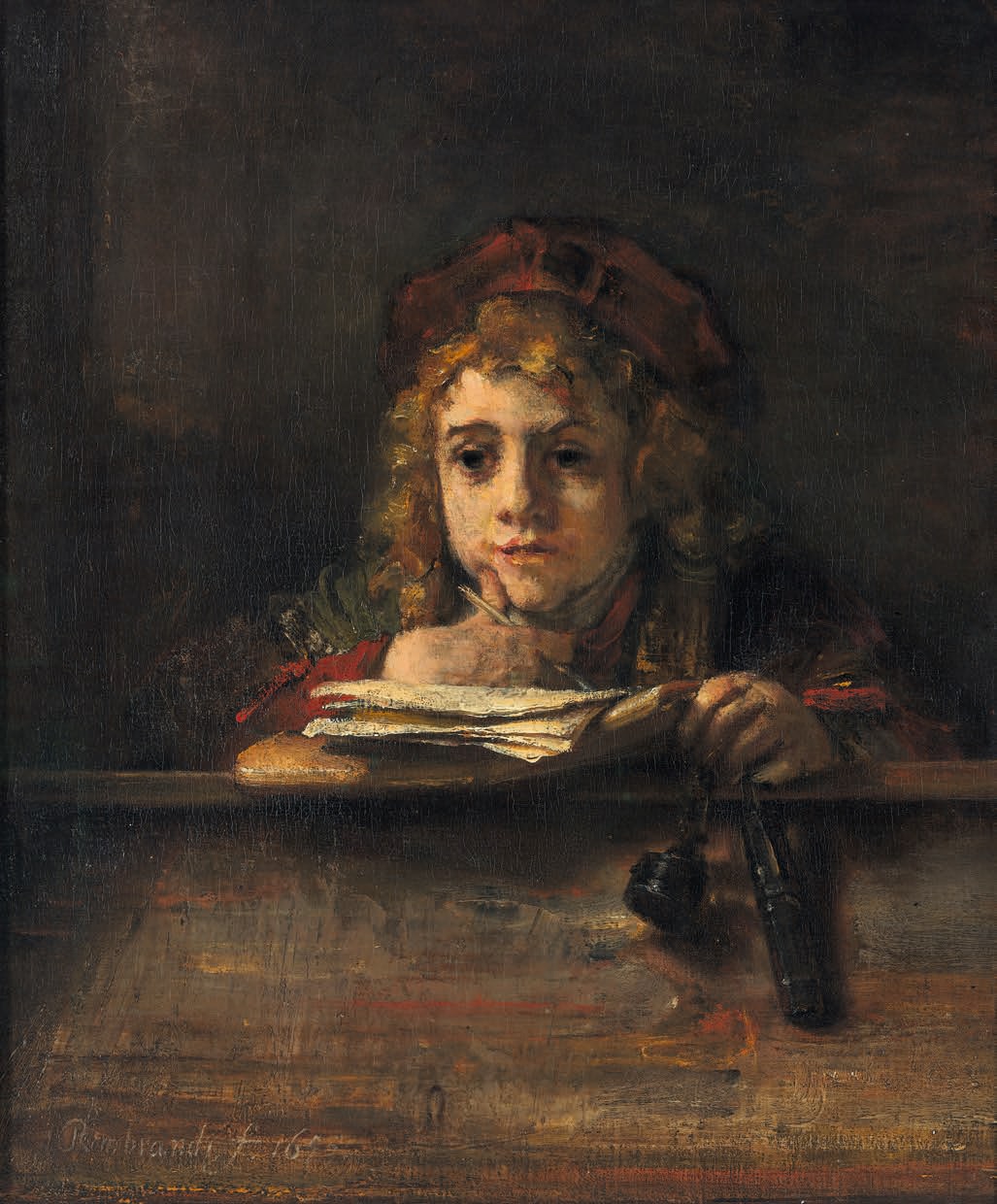 Rembrandt van Rijn Titus aan de lezenaar 1655 olie doek Museum BVBeuningen