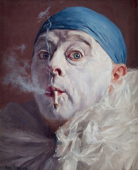 1920s Self portraits as Clown in blue cap