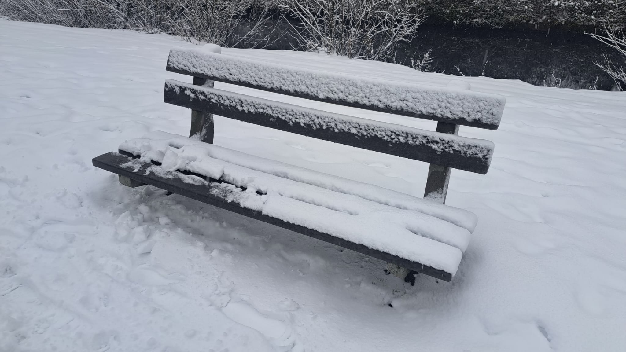 Bankje in de sneeuw foto Nahira Martina